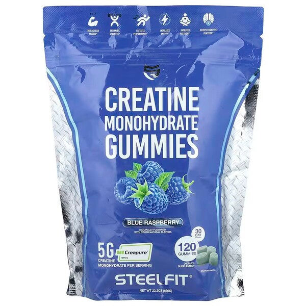 SteelFit Creatine Monohydrate Gummies Blue Raspberry - 120 gummies