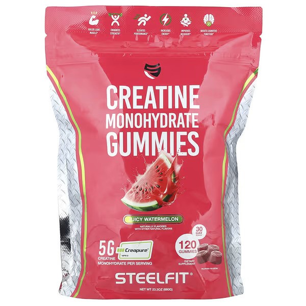 SteelFit Creatine Monohydrate Gummies Juicy Watermelon - 120 gummies