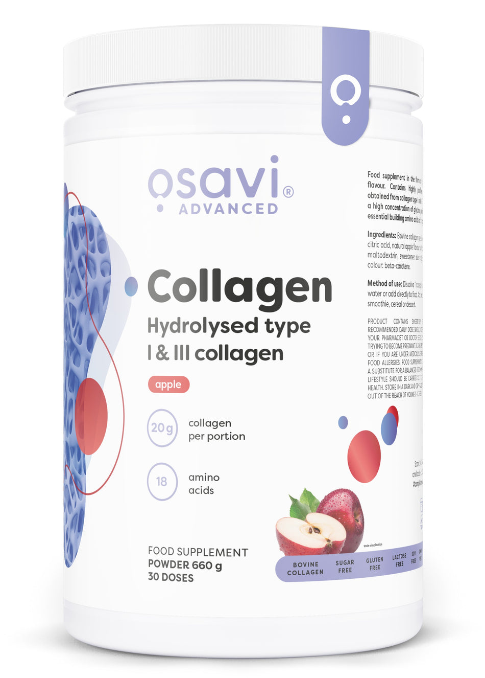 Osavi - Collagen Hydrolysed Type I & III, Apple - 660g