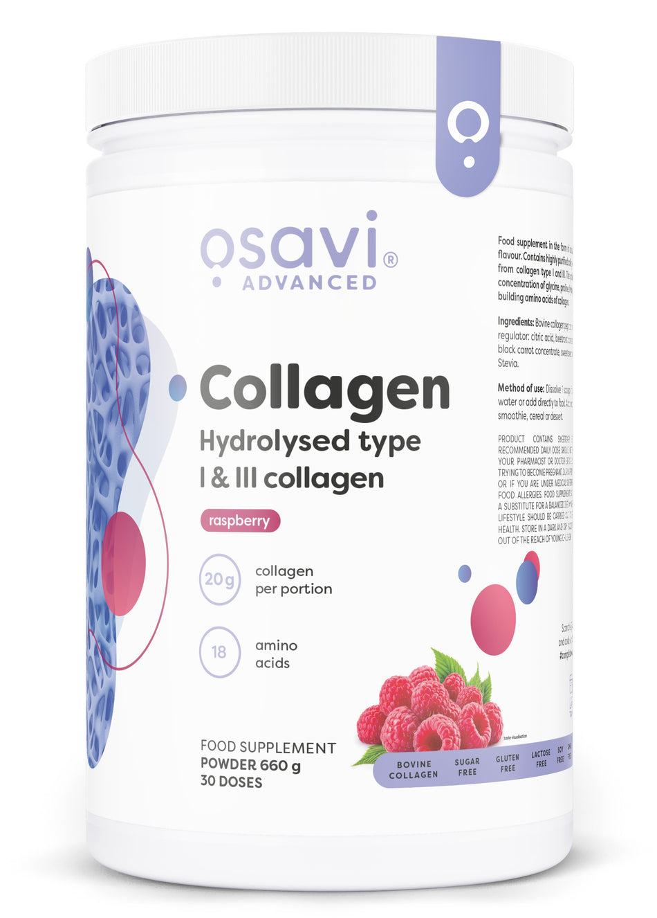 Osavi - Collagen Hydrolysed Type I & III, Raspberry - 660g