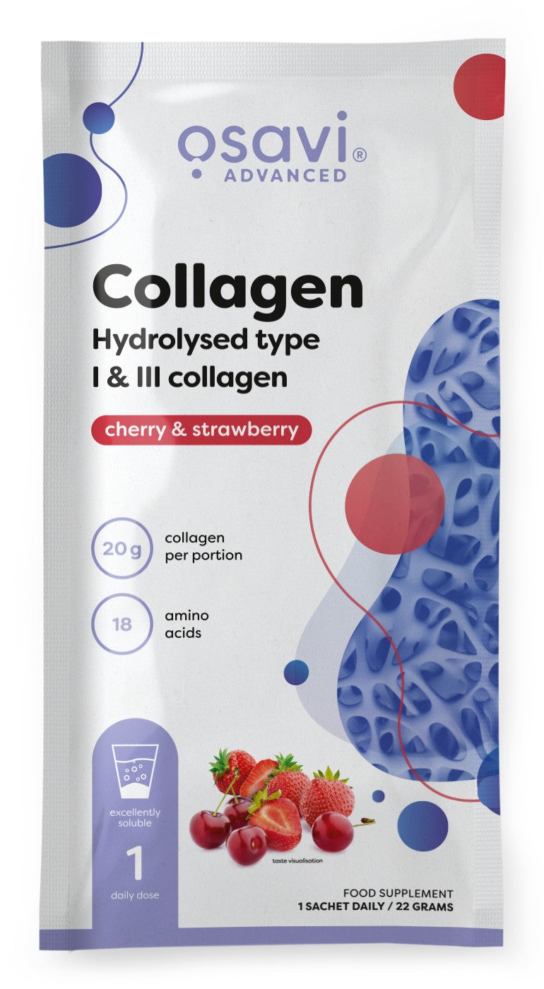 Osavi - Collagen Hydrolysed Type I & III, Cherry & Strawberry - 22g (1 serving)