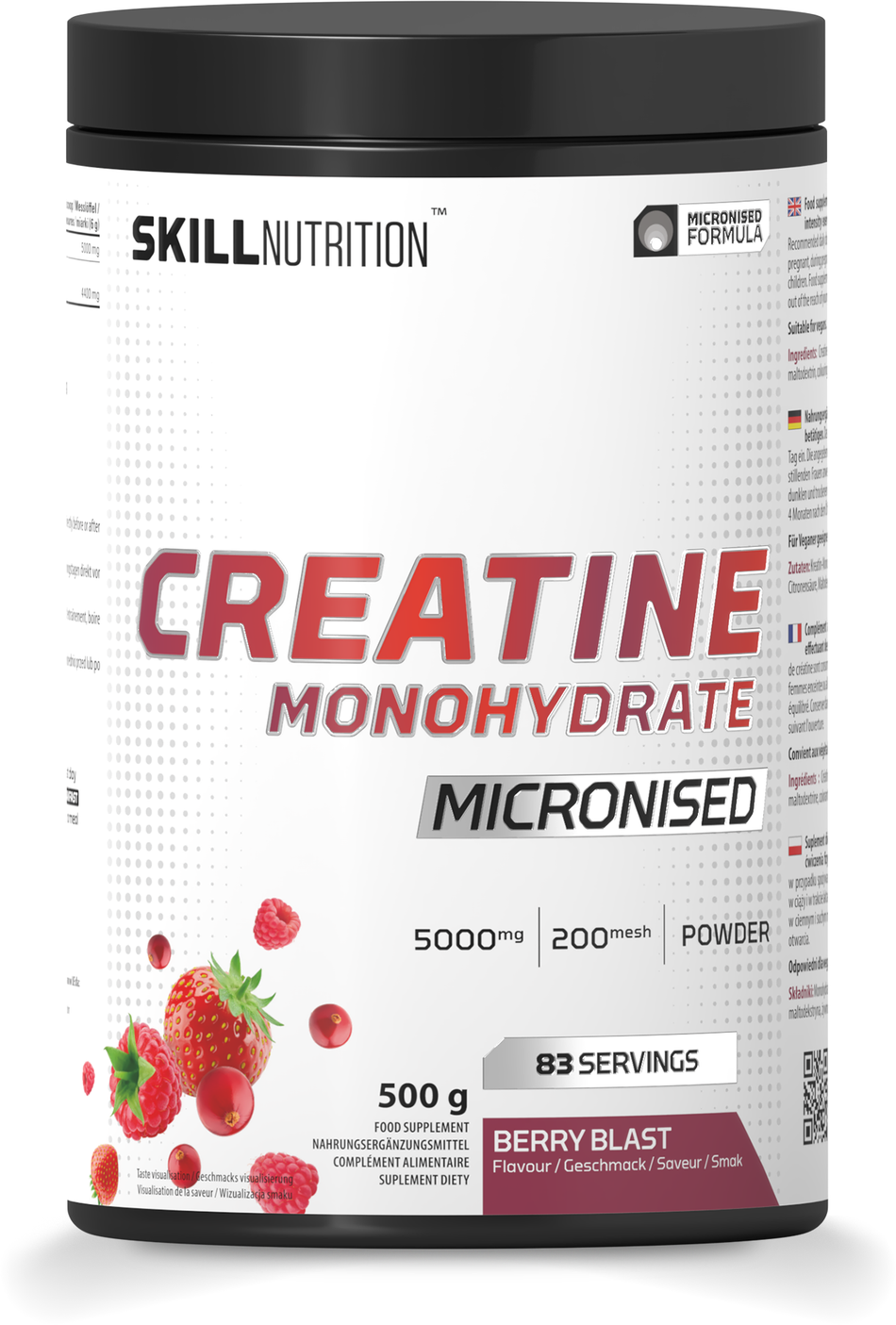 Skill Nutrition - Micronised Creatine Monohydrate Flavoured, Berry Blast - 500g