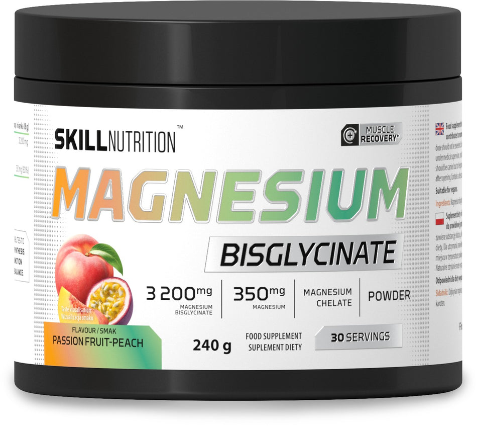 Skill Nutrition - Magnesium Bisglycinate Powder, Passion Fruit-Peach - 240g