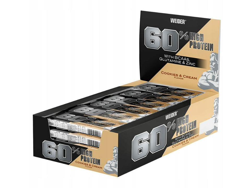 Weider - 60% Protein Bar, Cookies & Cream - 24 x 45g