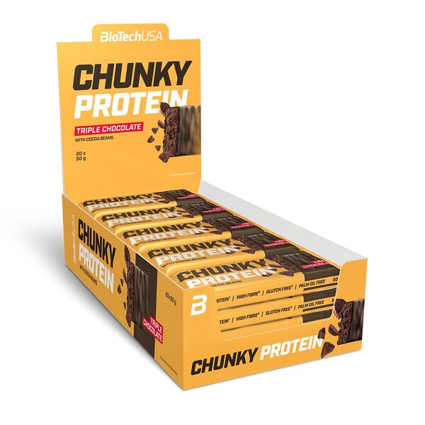 BioTechUSA - Chunky Protein Bar, Triple Chocolate - 20 x 50g