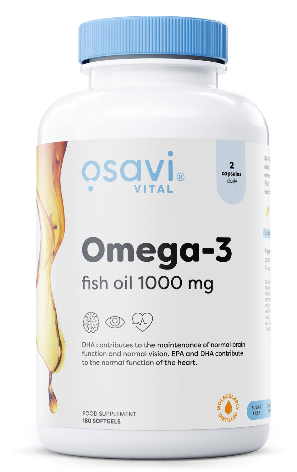 Osavi - Omega-3 Fish Oil Molecularly Distilled, 1000mg - 180 softgels