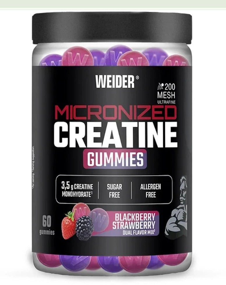 Weider - Micronized Creatine Gummies, Blackberry Strawberry Dual Flavor Mix - 60 gummies