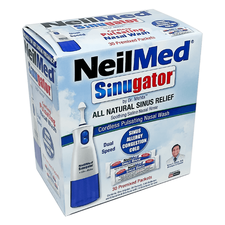 NeilMed Sinugator Cordless Pulsating Nasal Wash 30 Premixed Packets