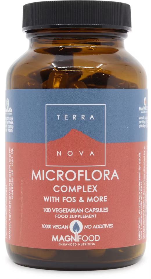 Terra Nova Microflora Complex with Fos 100 Veg Capsules for Gut Health